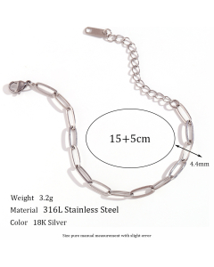 Wholesale Stainless Steel Fine Jewelry Paper Clip Chain Bracelet Necklace Waist Chain -Steel Color-01