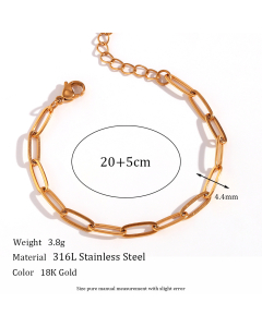 Wholesale Stainless Steel Fine Jewelry Paper Clip Chain Bracelet Necklace Waist Chain -Gold Color-02