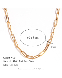 Wholesale Stainless Steel Fine Jewelry Paper Clip Chain Bracelet Necklace Waist Chain -Gold Color-05