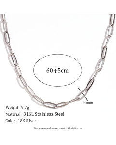 Wholesale Stainless Steel Fine Jewelry Paper Clip Chain Bracelet Necklace Waist Chain -Steel Color-05