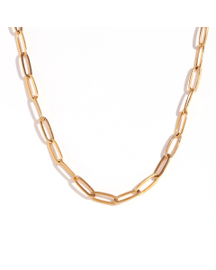 Wholesale Stainless Steel Fine Jewelry Paper Clip Chain Bracelet Necklace Waist Chain -Gold Color-06