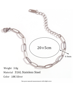 Wholesale Stainless Steel Fine Jewelry Paper Clip Chain Bracelet Necklace Waist Chain -Steel Color-02