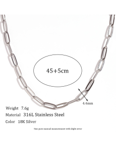Wholesale Stainless Steel Fine Jewelry Paper Clip Chain Bracelet Necklace Waist Chain -Steel Color-04