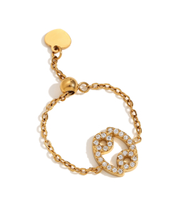 Cancer Constellation Plated 18K Gold Adjustable Stainless Steel Ring 