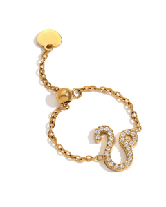 Leo Constellation Plated 18K Gold Adjustable Stainless Steel Ring 