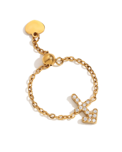 Sagittarius Constellation Plated 18K Gold Adjustable Stainless Steel Ring 