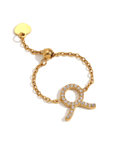 Taurus Constellation Plated 18K Gold Adjustable Stainless Steel Ring 