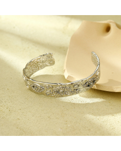 Wholesale Stainless Steel Bangles Angel's Eye Diamond Inlaid Bracelet-Steel Color-White