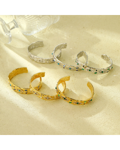 Wholesale Stainless Steel Bangles Angel's Eye Diamond Inlaid Bracelet