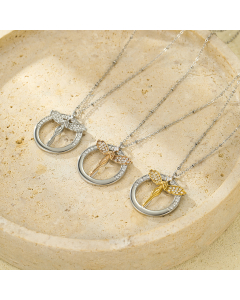 Wholesale Stainless Steel Necklace Angel Zircon Inlaid Pendant Necklace