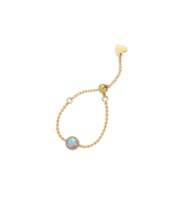 Light Luxury Niche Artificial Opal Telescopic Adjustable Ring Round Bead Ring Stainless Steel Ring 