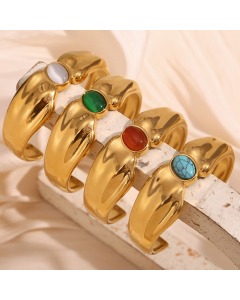 Wholesale Stainless Steel Bangles Plated 18K Gold Asymmetrical Open Bracelet