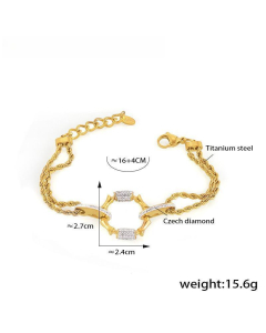 Temperament Twist Chain Czech Diamond Inlaid Bamboo Splicing Stainless Steel Bracelet