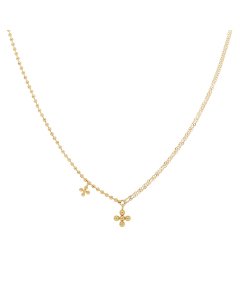 Wholesale Stainless Steel Necklace Simple Style Bead Cross Gold Bead Stitching Chain Necklace