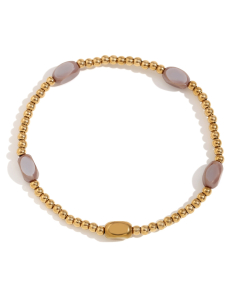 Sweet Simple Style Plated 18K Gold Beaded Stainless Steel Bracelet 