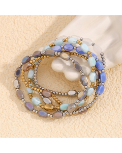 Wholesale Stainless Steel Bracelet Plated 18K Gold Beaded Bracelet