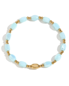Elegant Plated 18K Gold Beaded Stainless Steel Bracelet 