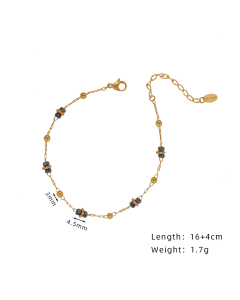 Fine Quality Imitation Blue Gold Handmade Gold Beads Stainless Steel Bracelet 