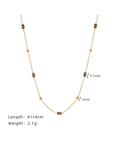 Minimalism Imitation Blue Gold Handmade Gold Beads Stainless Steel Necklace