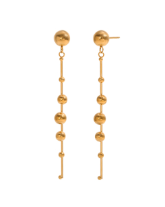 Gold Color Plated 18K Gold Popular Beads Tassel Stainless Steel Earrings 