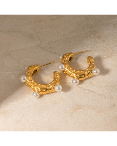 Wholesale Stainless Steel Earrings C-shaped Pearl Earrings