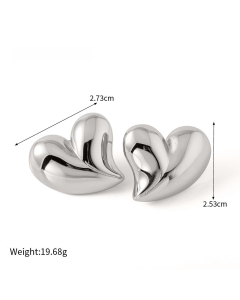Exaggerated Popular Non-Fading Big Love Stainless Steel Pendent Necklae Titanium Steel Earrings Colorza Fine Jewelry-Earrings-Steel Color