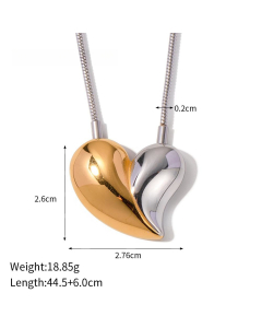 Exaggerated Popular Non-Fading Big Love Stainless Steel Pendent Necklae Titanium Steel Earrings Colorza Fine Jewelry-Necklace-Multi-color