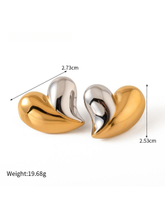 Exaggerated Popular Non-Fading Big Love Stainless Steel Pendent Necklae Titanium Steel Earrings Colorza Fine Jewelry-Earrings-Multi-color