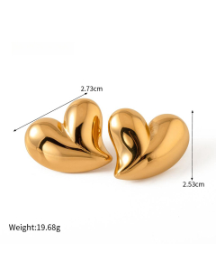 Exaggerated Popular Non-Fading Big Love Stainless Steel Pendent Necklae Titanium Steel Earrings Colorza Fine Jewelry-Earrings-Gold Color