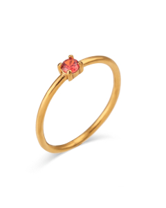 Fashion Simple Light Luxury Birthday Stainless Steel Zircon Inlaid Tail Ring Birthday Stone Fine Ring