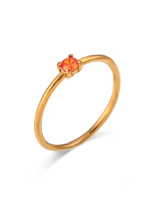 Simple Light Luxury Birthday Stainless Steel Zircon Inlaid Tail Ring Birthday Stone Fine Ring