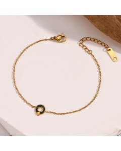 Wholesale Stainless Steel Bracelet Black Dripping Oil Circle Symbol Bracelet
