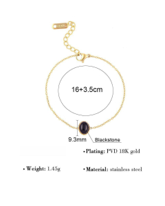 Minimalism Geometric Blackstone Inlaid Thin Bracelet Wholesale Stainless Steel Bracelet