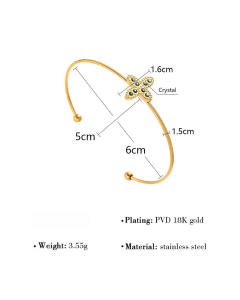 French Style Geometric Black Crystal Inlaid Thin Bracelet Wholesale Stainless Steel Bracelet
