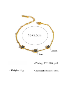 Wholesale Stainless Steel Bracelet Black Zircon Inlaid Thin Bracelet 