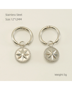 Wholesale Stainless Steel Earrings Turquoise Star Earrings-Steel Color-01