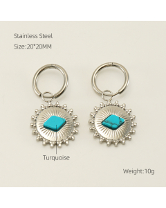 Wholesale Stainless Steel Earrings Turquoise Star Earrings-Steel Color-02