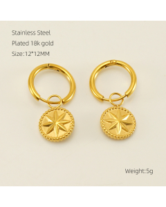 Wholesale Stainless Steel Earrings Turquoise Star Earrings-Gold Color-01