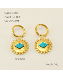 Wholesale Stainless Steel Earrings Turquoise Star Earrings-Gold Color-02