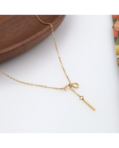 Wholesale Stainless Steel Necklace Fashion Simple Bow Fringe Niche Non-fading Geometric Necklace
