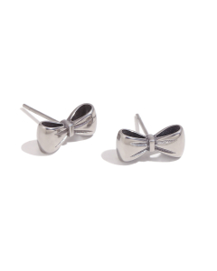 Wholesale Stainless Steelne Jewelry Bow Knot Necklace Earrings Sets-Steel Color-Earrings