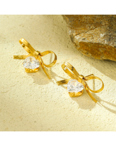 Wholesale Stainless Steel Earrings Bow Love Diamond Earrings 