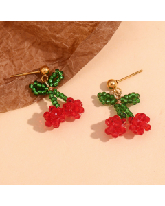 Wholesale Stainless Steel Earrings Bow Raspberry Colored Stud Earrings