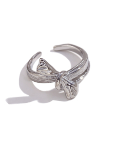 Wholesale Stainless Steel Earrings Bow Ribbon Earrings Female-03-Steel Color