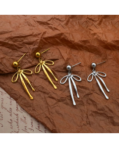 Wholesale Stainless Steel Earrings High Quality Elegant Bow Stud Earrings 2024 New Girls Stud Earrings