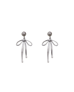 Steel Color Bow Stud Earrings 2024 New Girls Stud Stainless Steel Earrings 