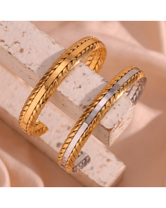 Wholesale Stainless Steel Bracelet Casual Personality Plated 18K Braided Pattern Open Bracelet