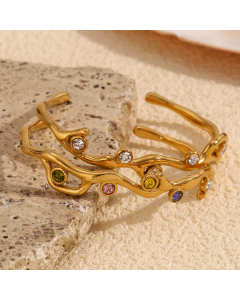 Wholesale Stainless Steel Open Bangles Branch Color Diamond Bracelet