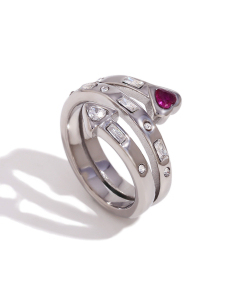 Wholesale Stainless Steel Ring Butterfly Bow Knot Zircon Inlaid Ring-Steel Color-03
