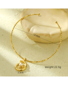Geometric With Pearl Stainless Steel Necklace